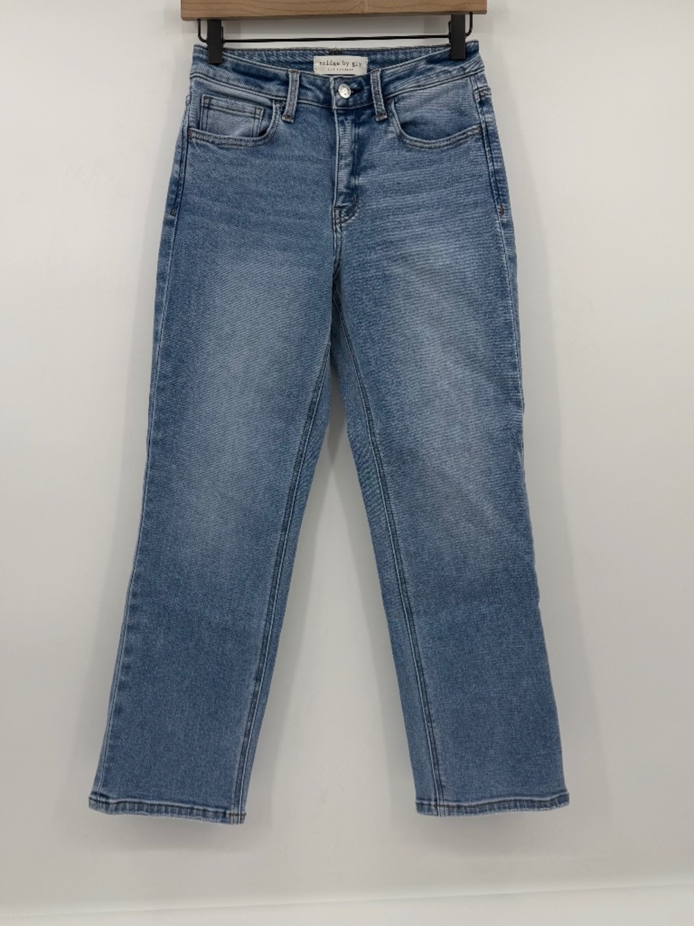 Bridge By Gly Jeans Women 2 Blue Straight Leg Mid Rise Stretch Denim Light Wash